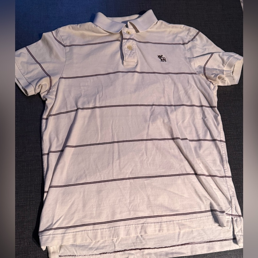 Abercrombie & Fitch White and Brown Polo